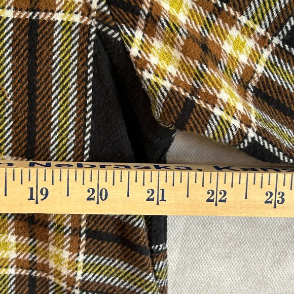 No Boundaries Mens Flannel Hooded Shirt Oversized Fit Black Brown Plaid Large - Picture 4 of 5